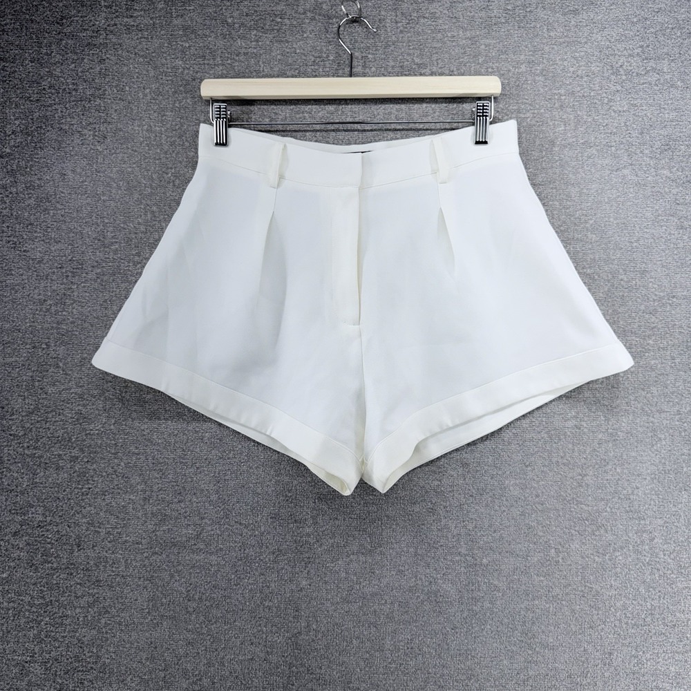 White Fox Pleated High Waisted Dressy Shorts Women Large White Casual Summer